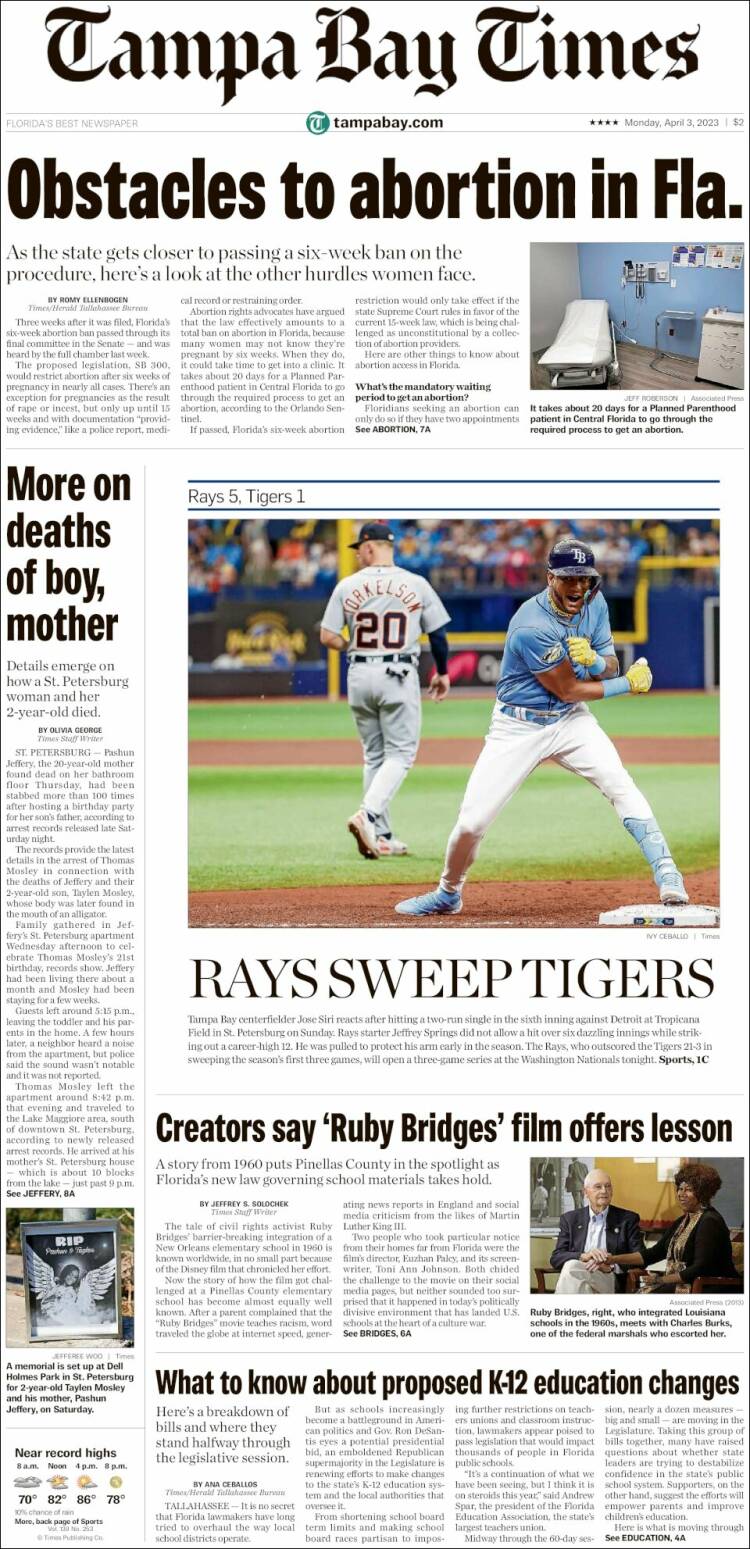 Portada de Tampa Bay Times (USA)