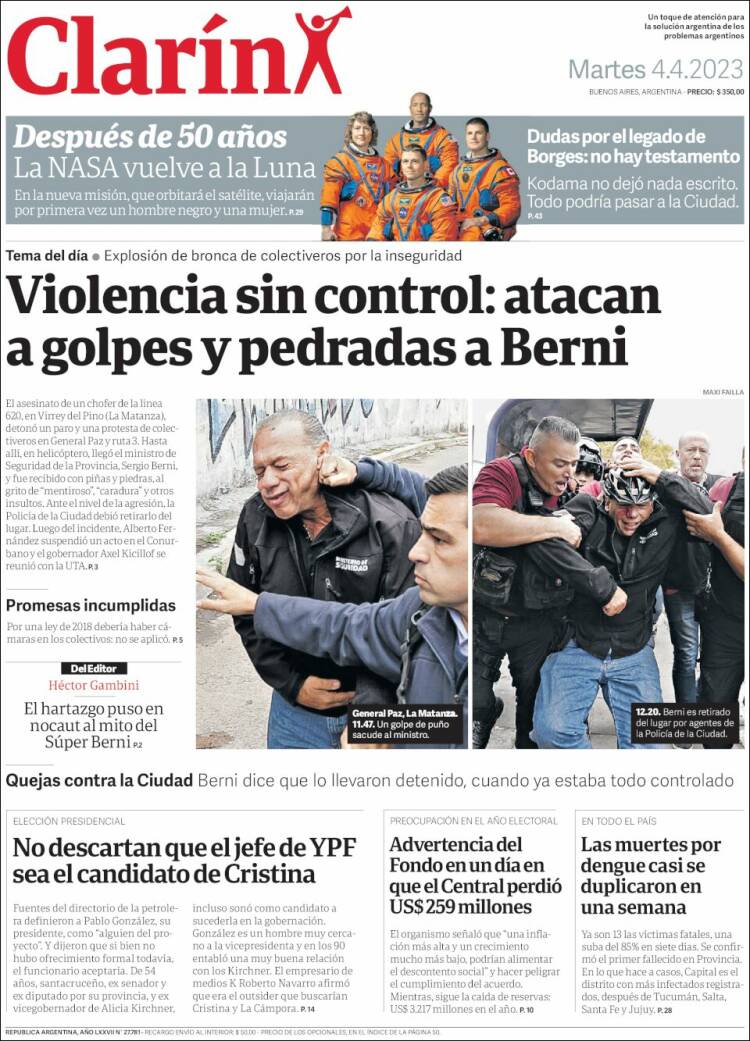 Portada de Clarín (Argentina)