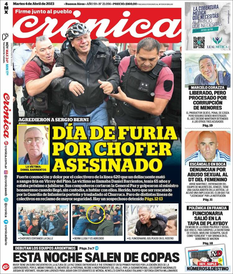 Portada de Crónica (Argentina)