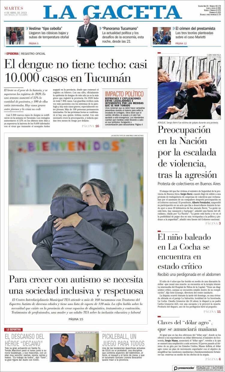 Portada de La Gaceta (Argentina)
