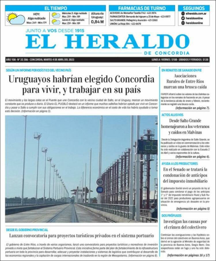 Portada de El Heraldo de Concordia (Argentina)