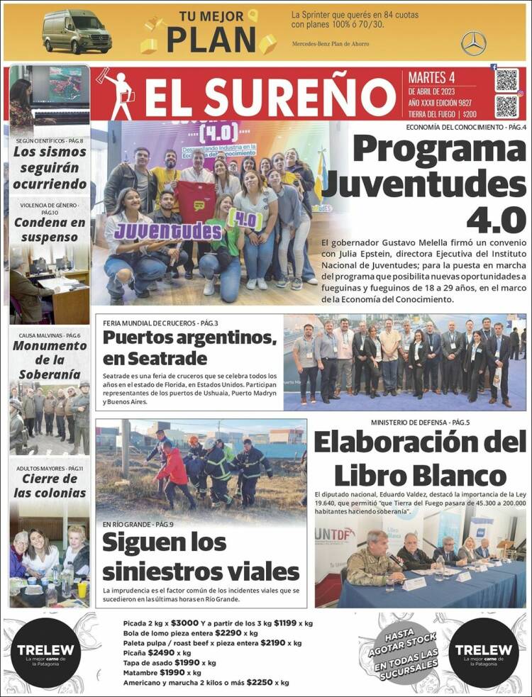 Portada de Diario El Sureño (Argentina)