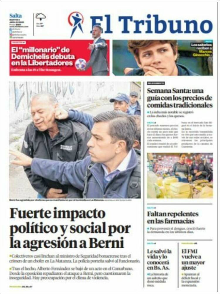 Portada de El Tribuno - Salta (Argentina)