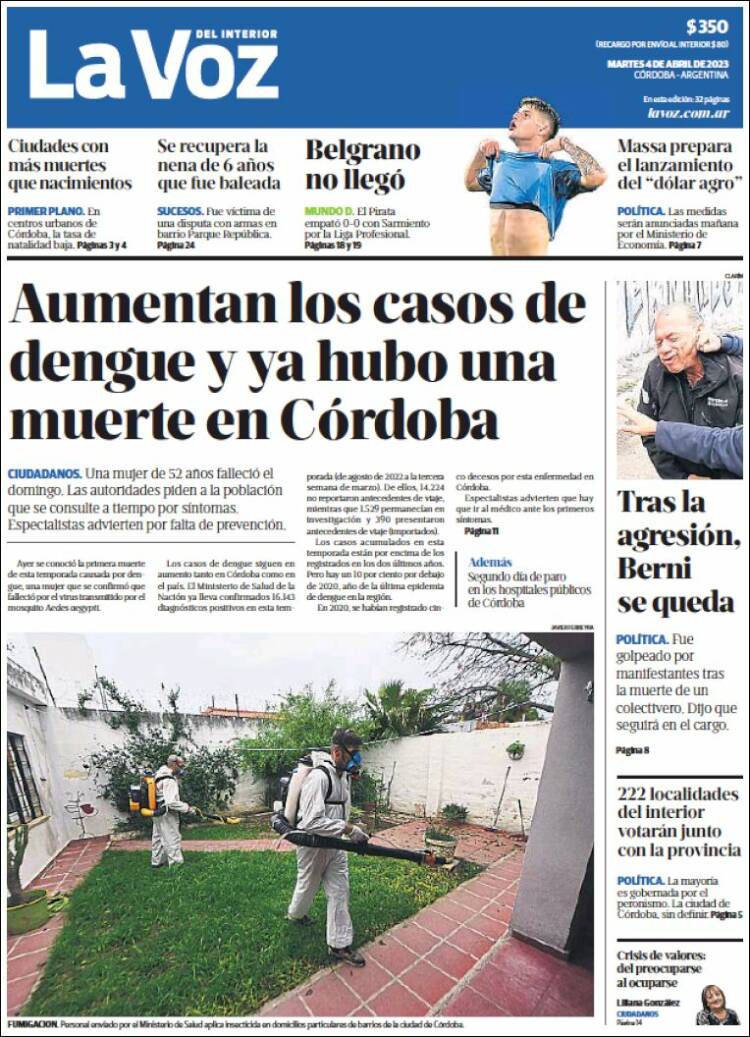 Portada de La Voz del Interior (Argentina)