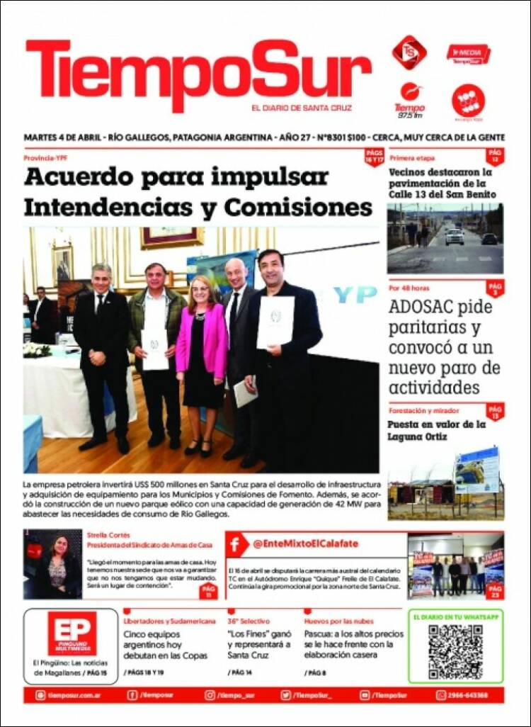 Portada de Tiempo Sur (Argentina)