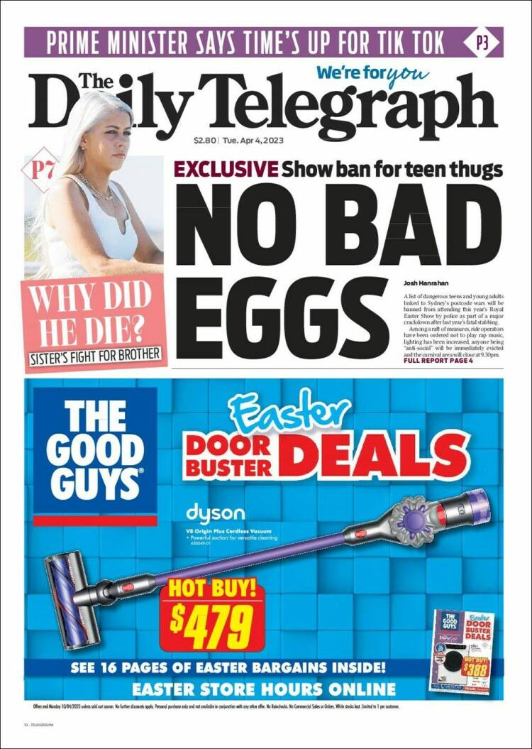 Portada de The Daily Telegraph (Australia)