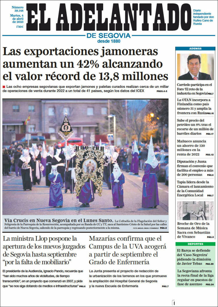 Portada de El Adelantado de Segovia (España)