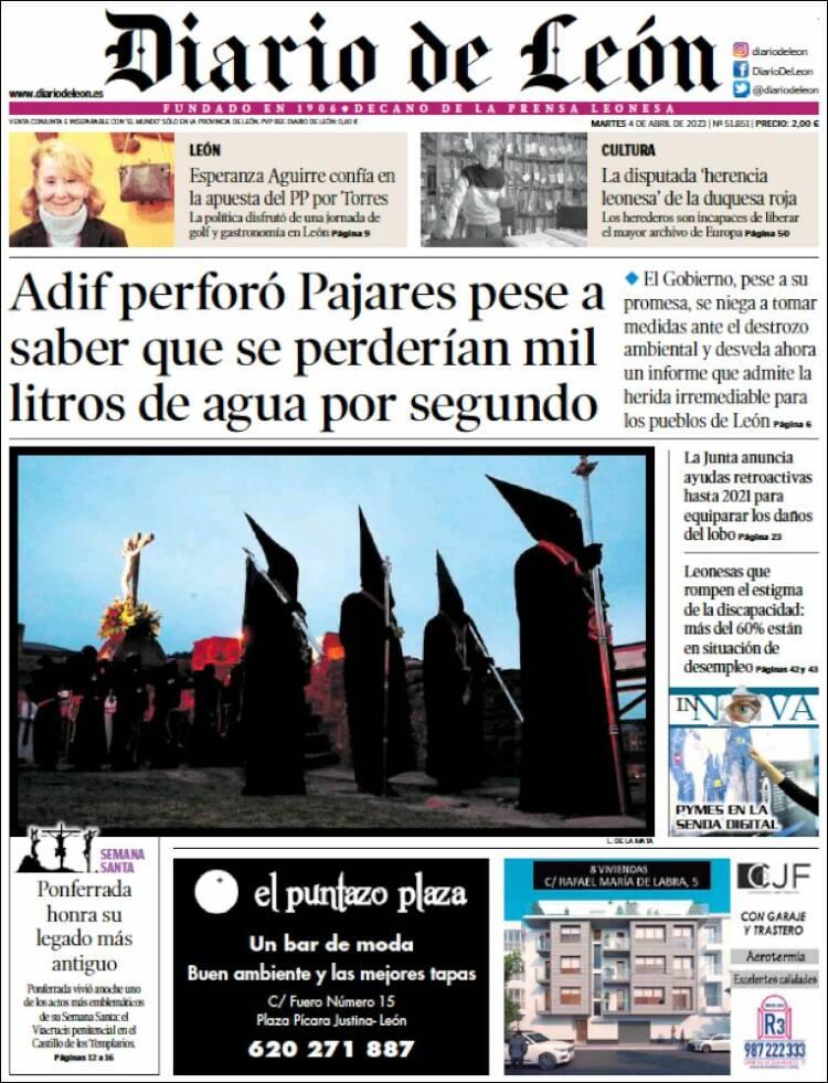 Portada de Diario de León (España)