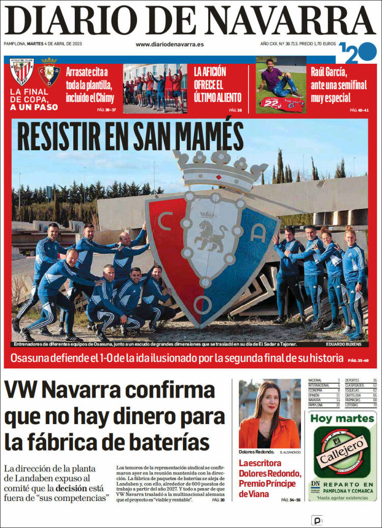 Portada de Diario de Navarra (España)