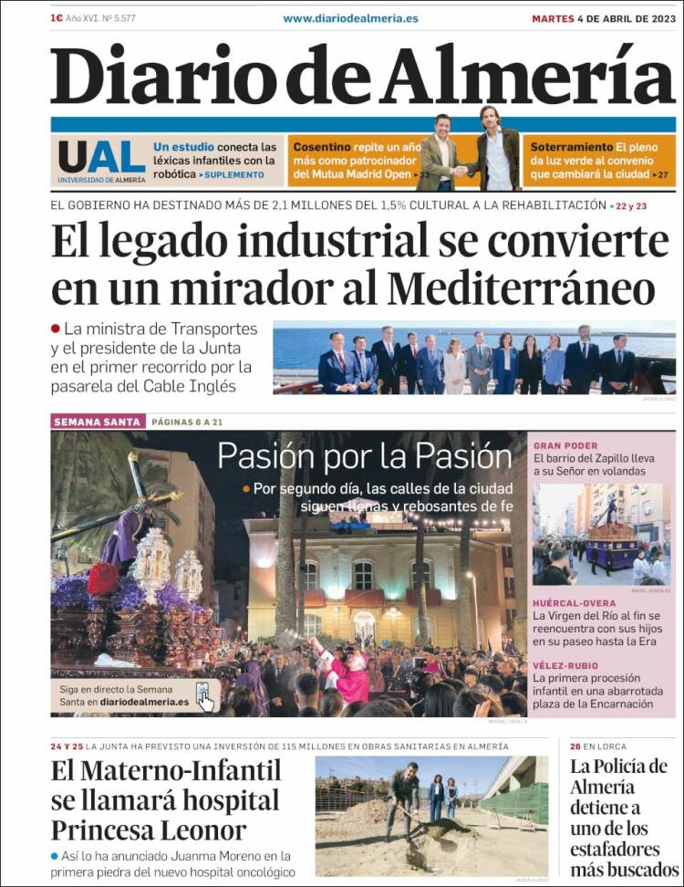 Portada de Diario de Almería (España)
