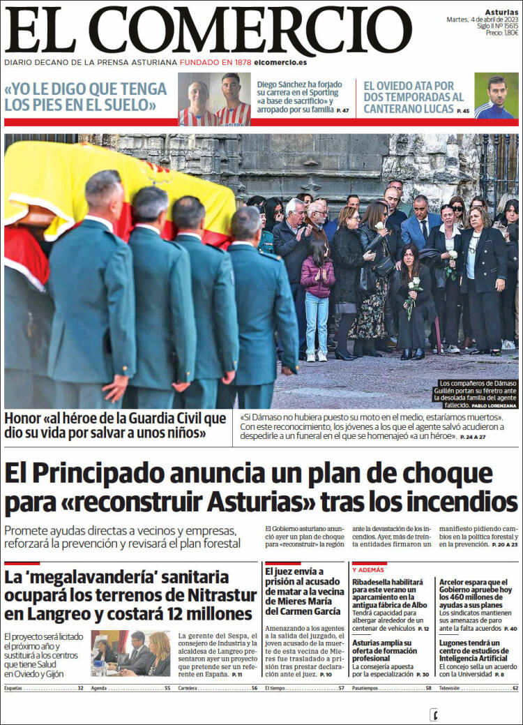 Portada de El Comercio (España)