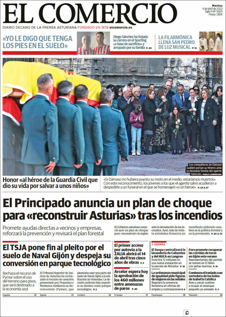 Portada de El Comercio - Gijón (España)