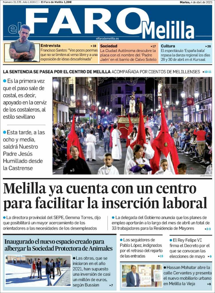 Portada de El Faro de Melilla (España)