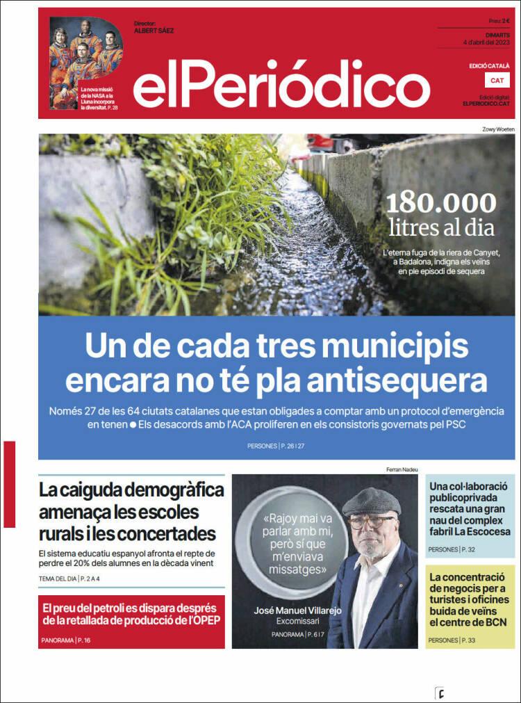 Portada de El Periódico de Catalunya (España)