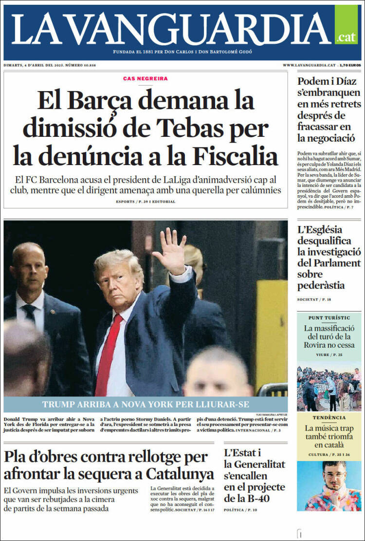Portada de La Vanguardia (España)