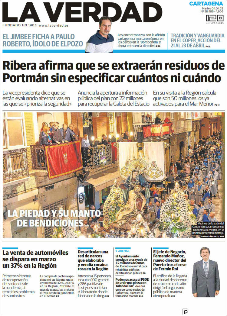 Portada de La Verdad de Cartagena (España)