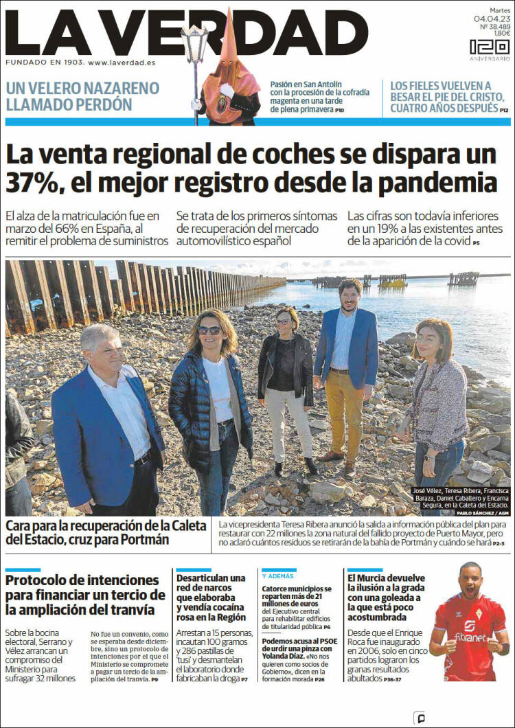Portada de La Verdad de Murcia (España)
