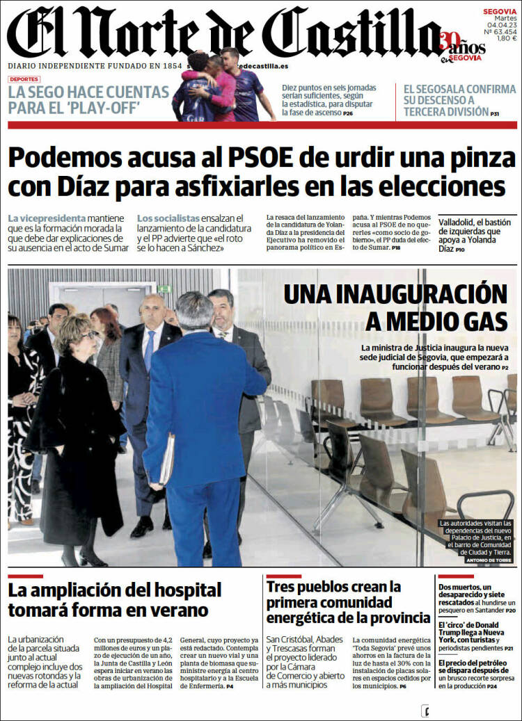 Portada de Norte de Castilla - Segovia (España)