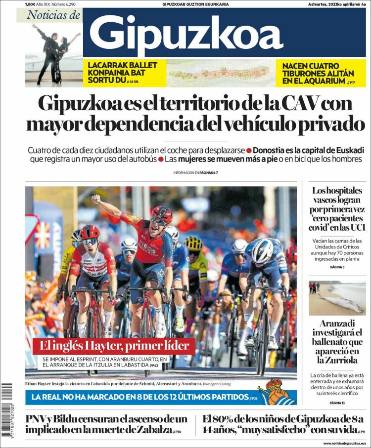 Portada de Noticias de Gipuzkoa (España)
