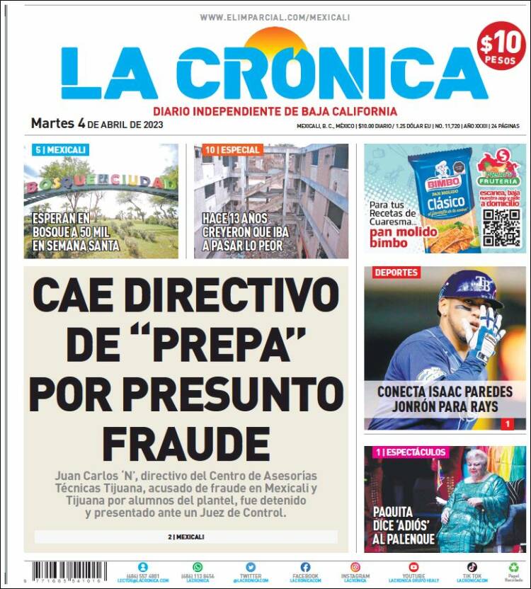 Portada de La Crónica de Baja California (M&eacute;xico)