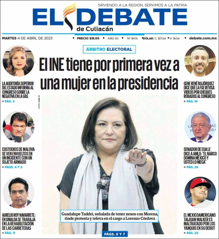 Portada de El Debate de Culiacán (M&eacute;xico)