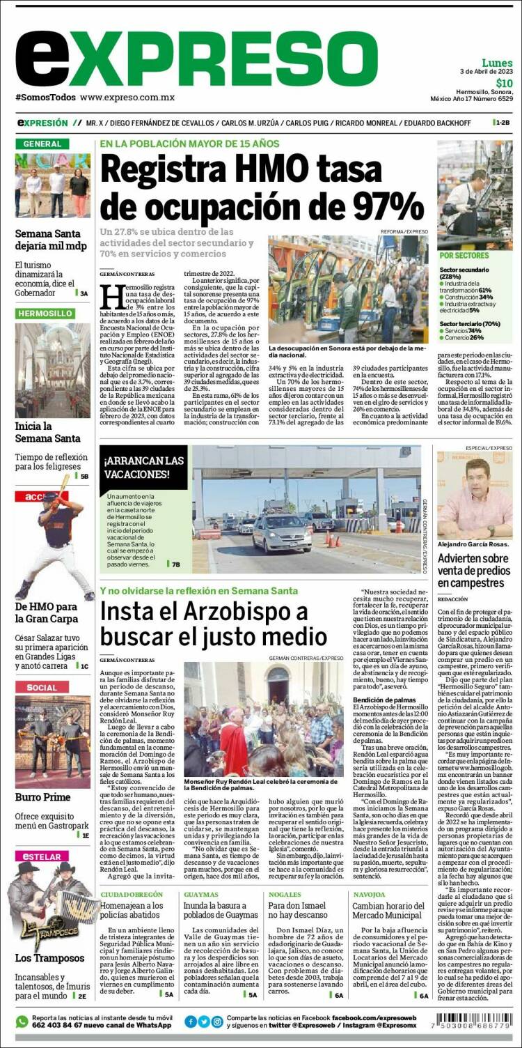 Portada de Expreso (M&eacute;xico)