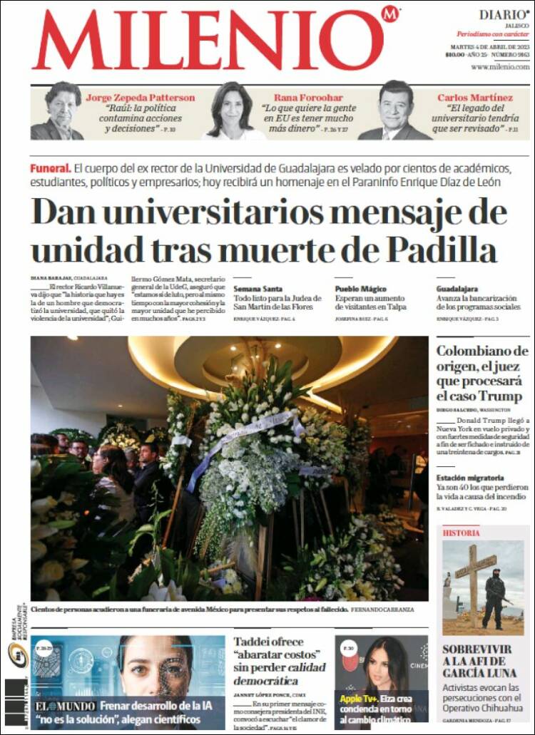Portada de Milenio - Jalisco (M&eacute;xico)