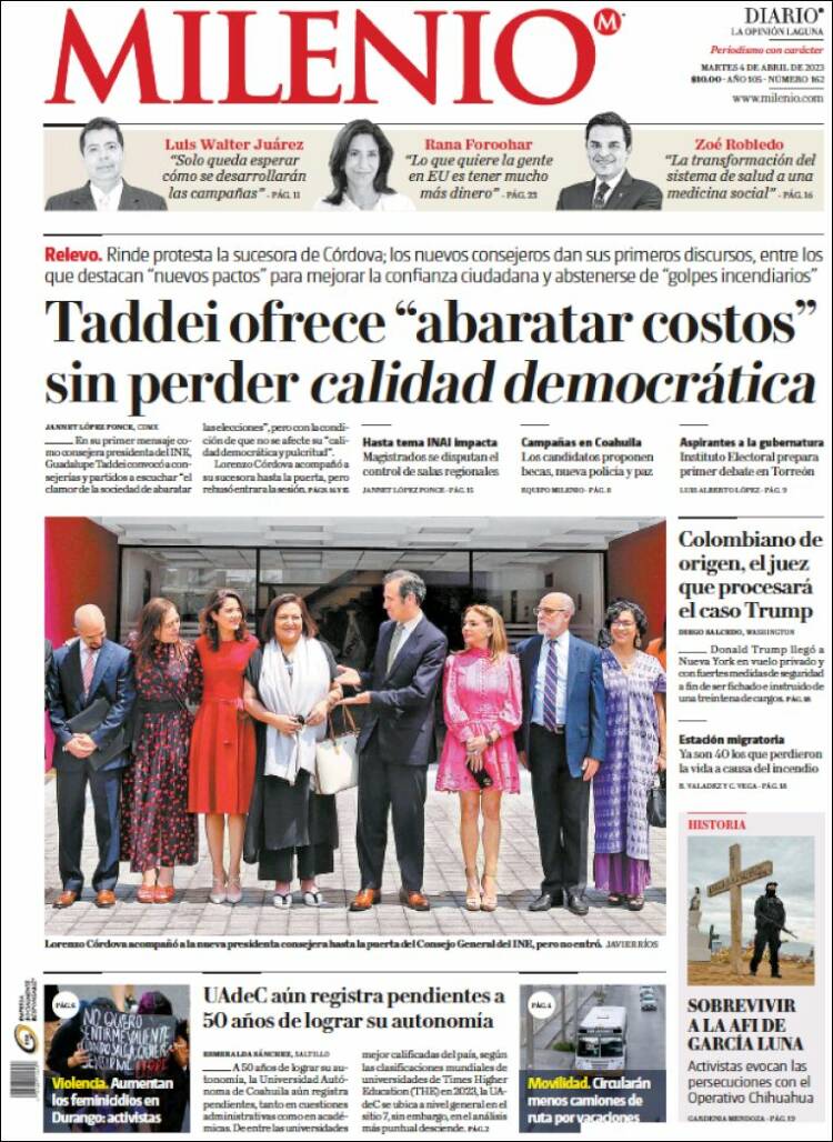 Portada de Milenio - Laguna (M&eacute;xico)