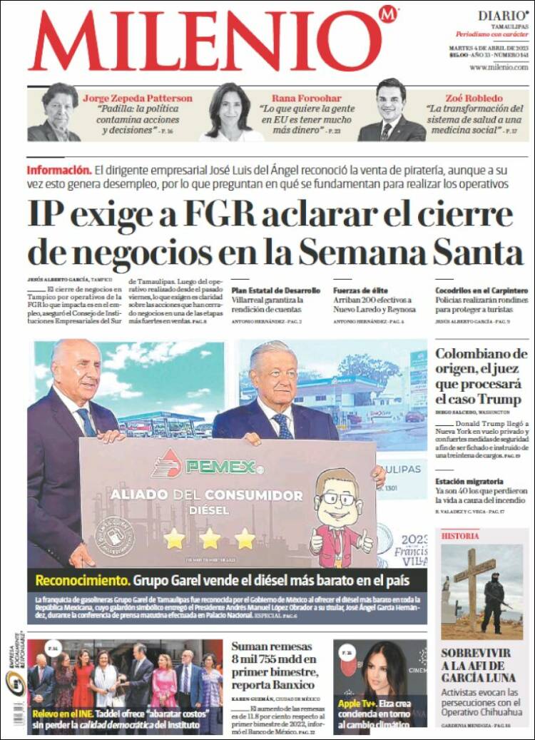 Portada de Milenio - Tamaulipas (M&eacute;xico)