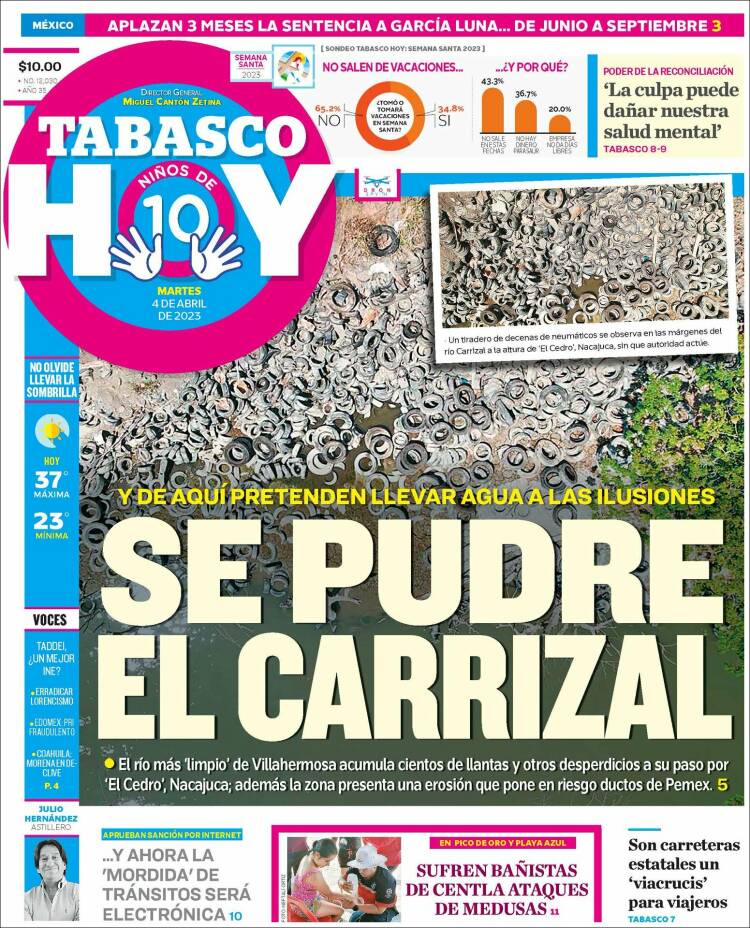 Portada de Tabasco Hoy (M&eacute;xico)