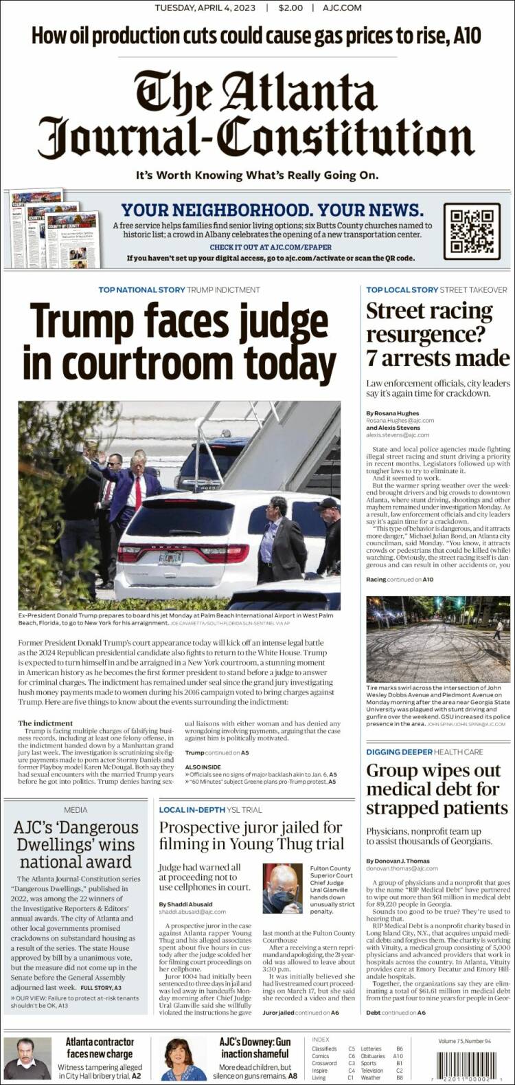 Portada de The Atlanta Journal-Constitution (USA)