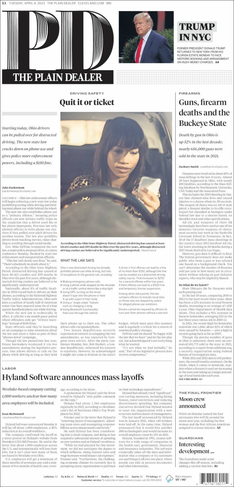 Portada de The Plain Dealer (USA)