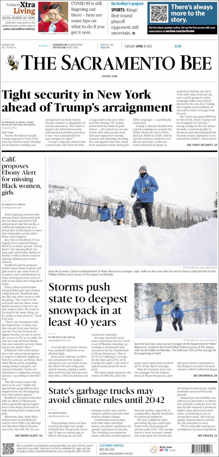 Portada de The Sacramento Bee (USA)