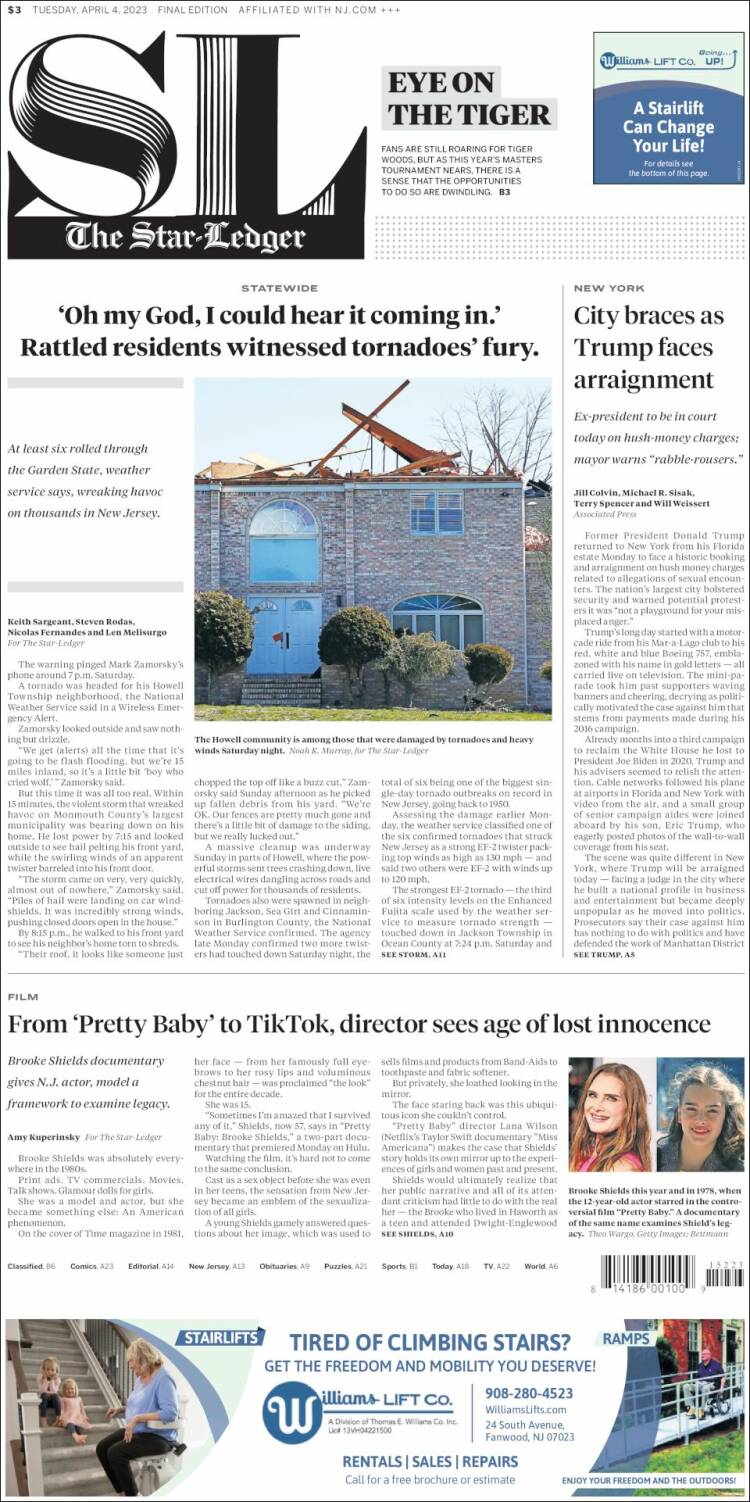 Portada de Star-Ledger (USA)