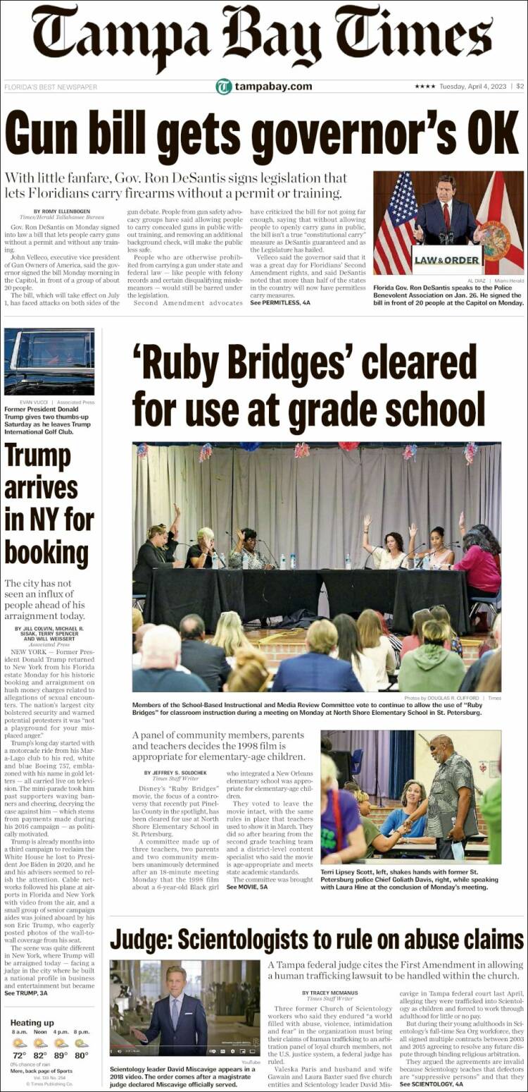Portada de Tampa Bay Times (USA)