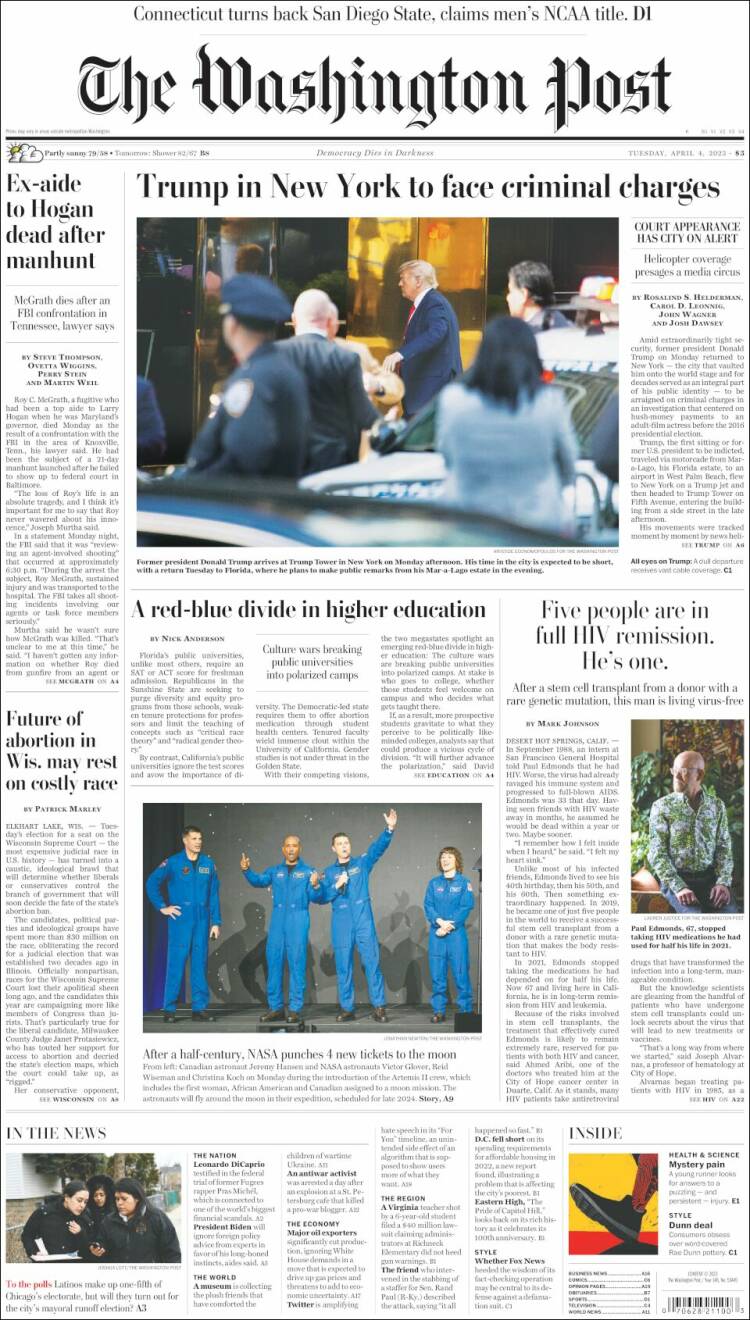 Portada de The Washington Post (USA)