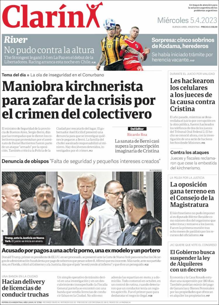 Portada de Clarín (Argentina)