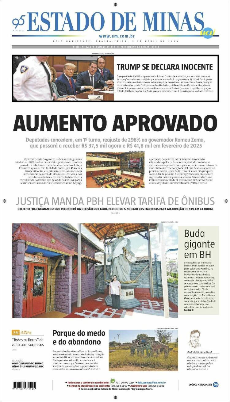 Portada de Jornal Estado de Minas (Brasil)
