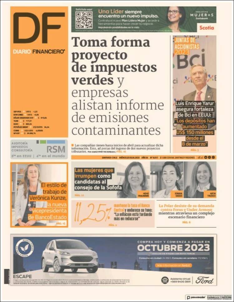 Portada de Diario Financiero (Chile)