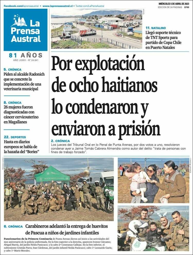 Portada de El Magallanes (Chile)