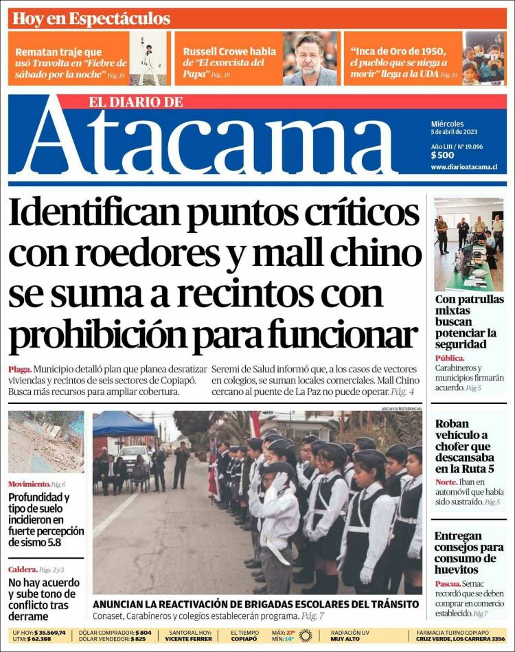 Portada de Diario de Atacama (Chile)