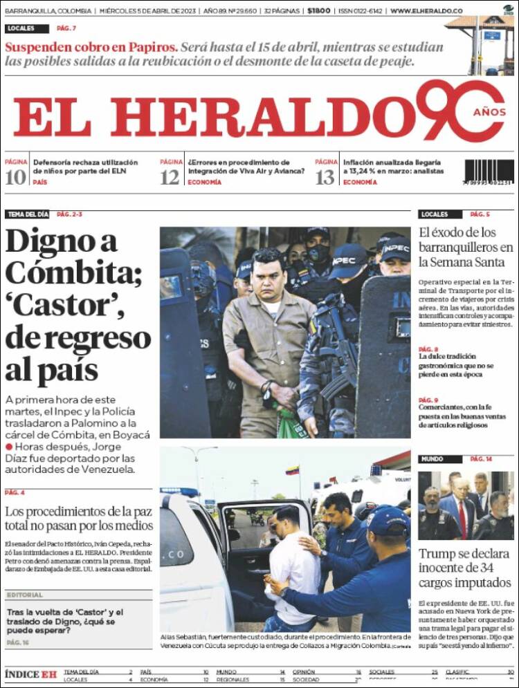Portada de El Heraldo (Colombia)