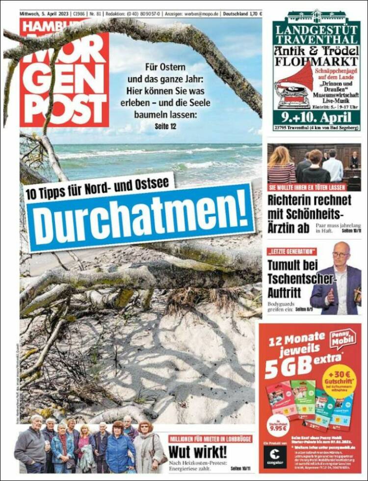 Portada de Hamburger Morgenpost  (Alemania)