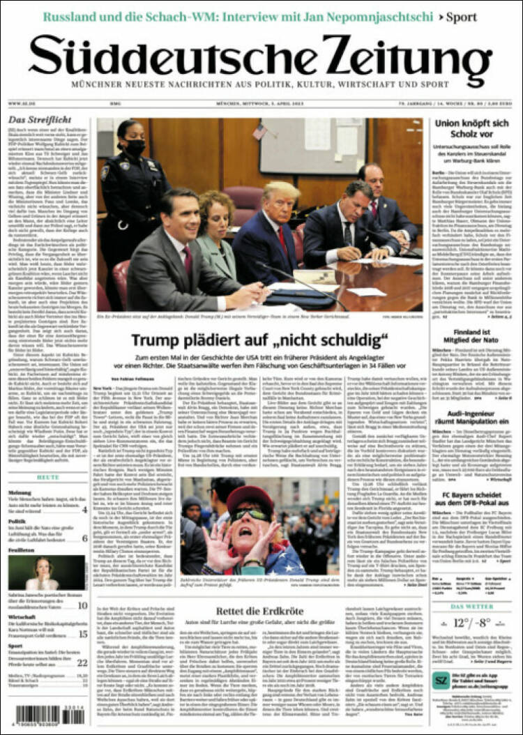 Portada de Sueddeutsche (Alemania)