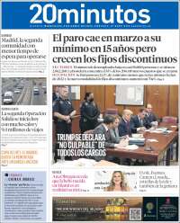 Portada de 20 Minutos - Madrid (España)