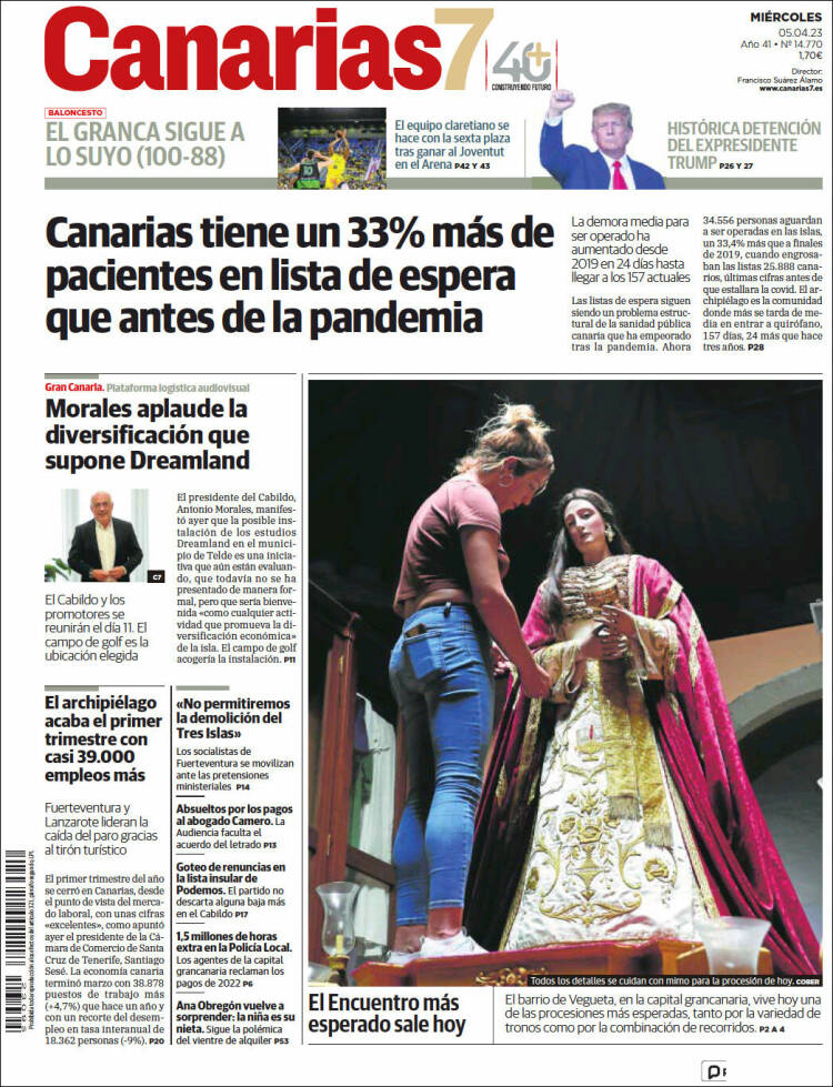 Portada de Canarias 7 (España)