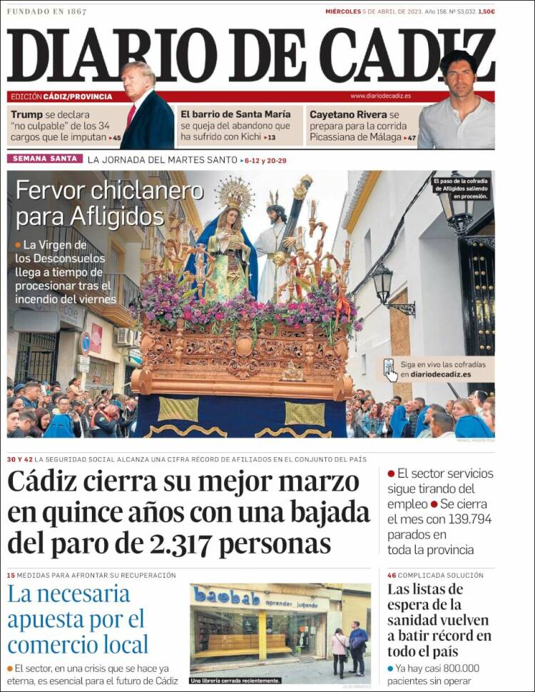 Portada de Diario de Cádiz (España)