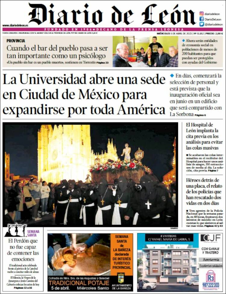 Portada de Diario de León (España)
