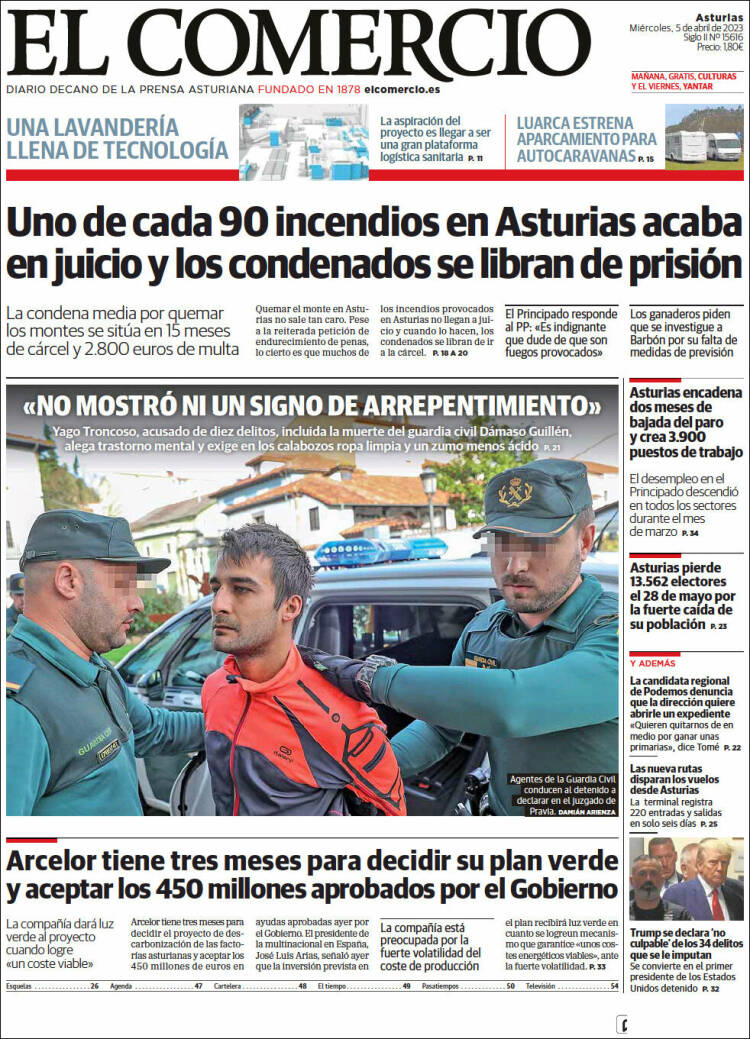Portada de El Comercio (España)