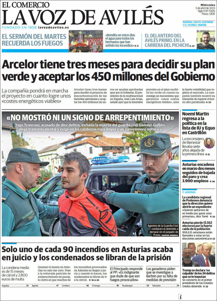 Portada de El Comercio - Avilés (España)